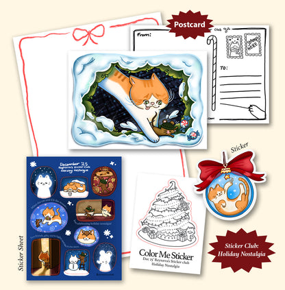December sticker club with cute cat and mouse art. Get art every month delivered to your door. 