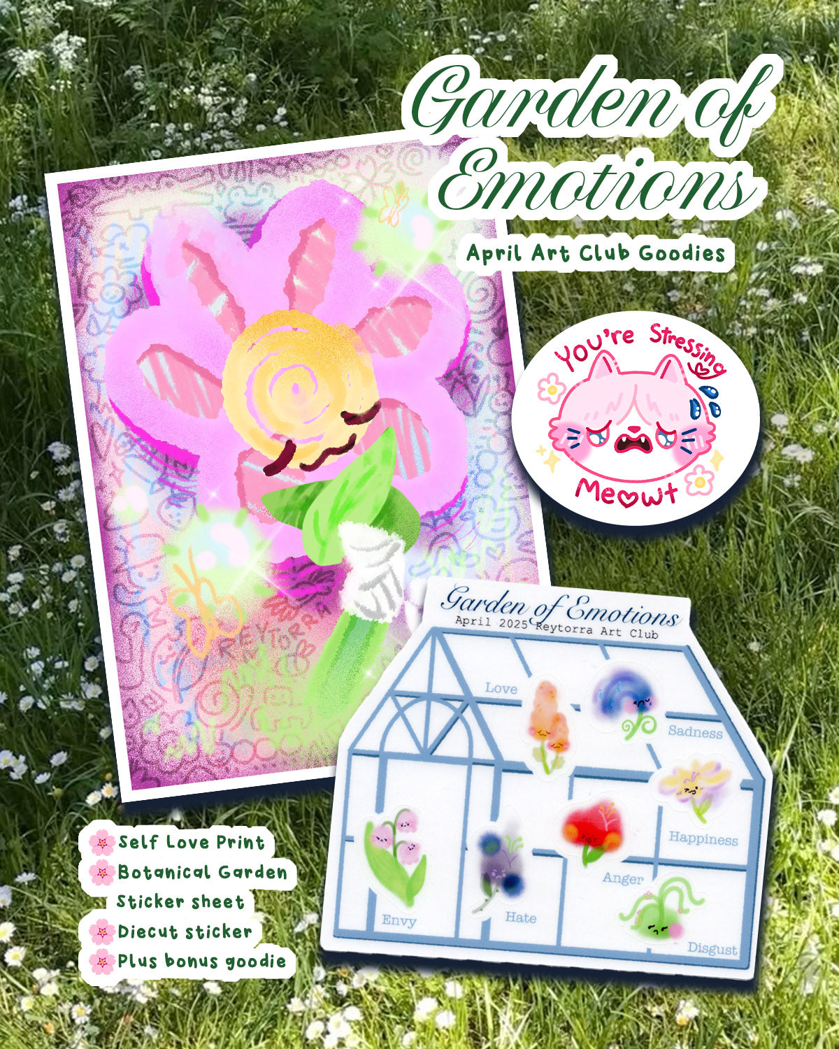 April garden of emotion art club goodies,stickers, stationery and art