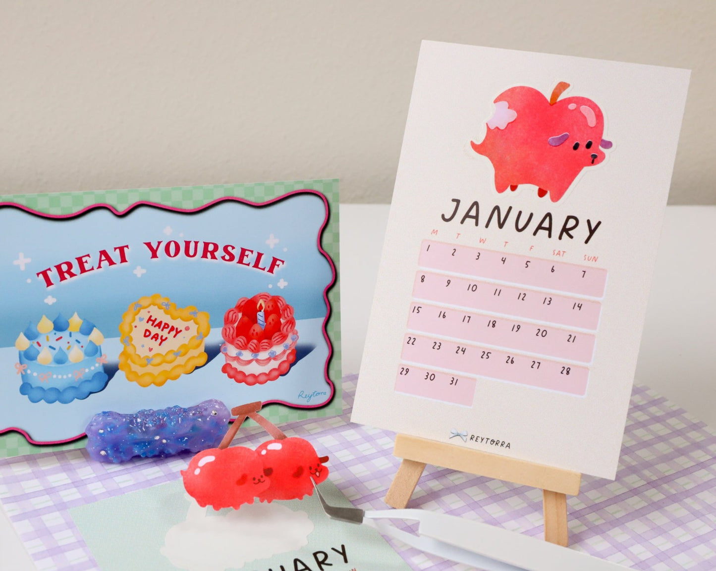 2024 Fruit Dog Calendar + 12 Stickers + 12 Prints