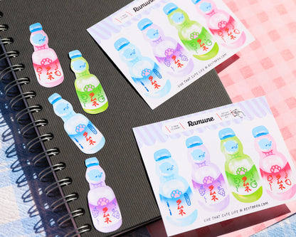 Ramune Soda Dog Stickers - 4 Stickers