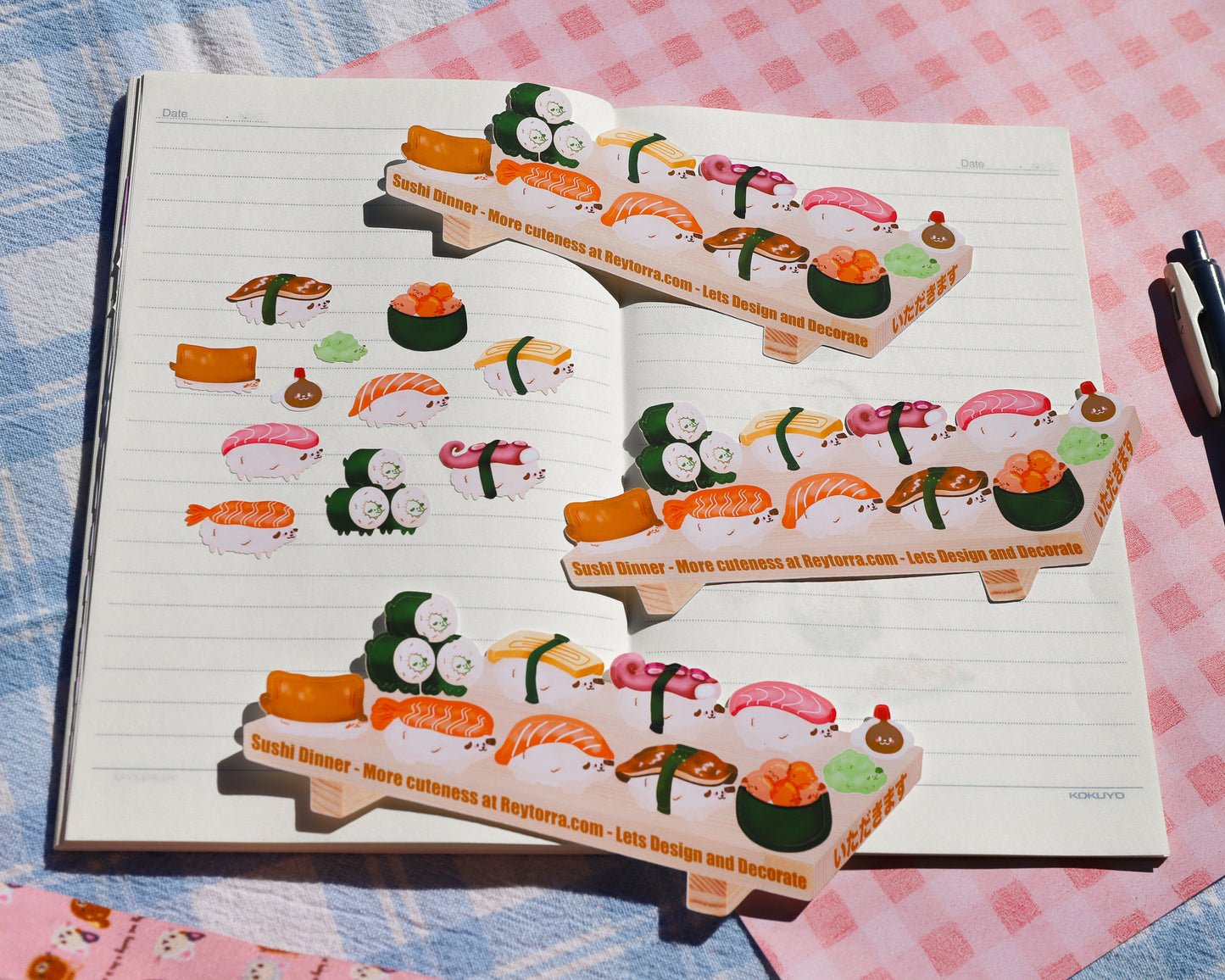 Sushi Dog Sticker Sheet - 11 Cute Stickers