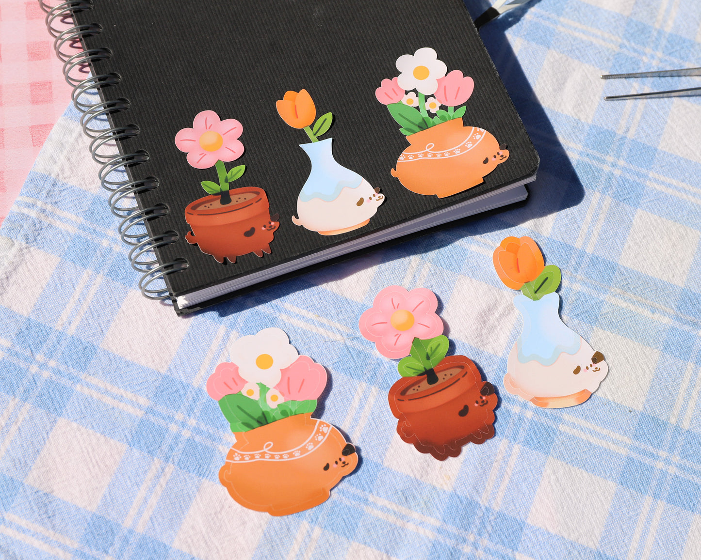 Potted Plants Stickers - 3 Flower Stickers