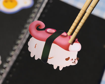 Sushi Dog Stickers - Salmon, Tuna, Octopus, Shrimp, Tamago, Eel