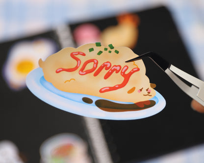 Omurice Pup Sticker - Omu So Sorry