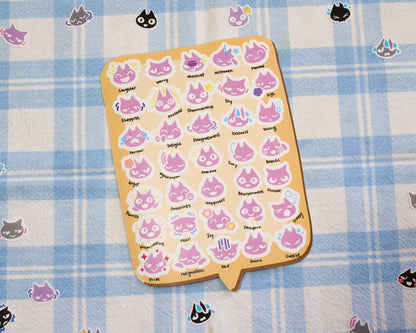 Animal crossing emotion reaction sticker sheet - 35 stickers