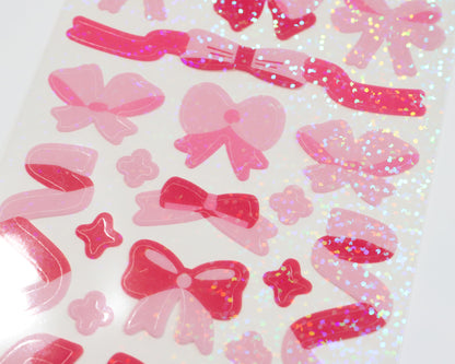 Pink Glitter Bows Stickers - The Basics Collection