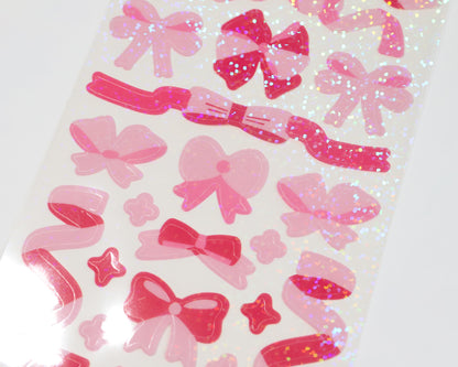 Pink Glitter Bows Stickers - The Basics Collection