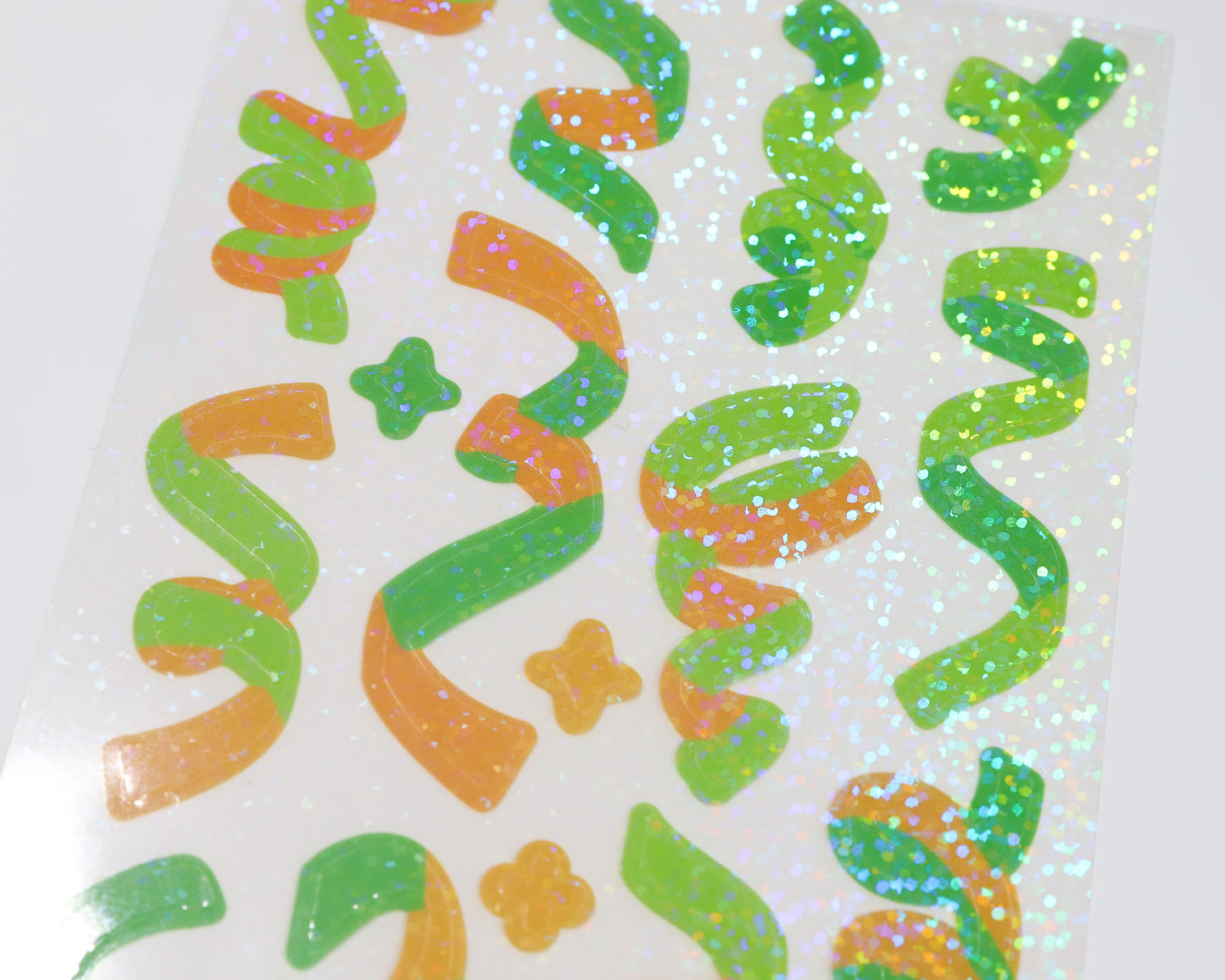 Green Glitter Ribbons Stickers - The Basics Collection