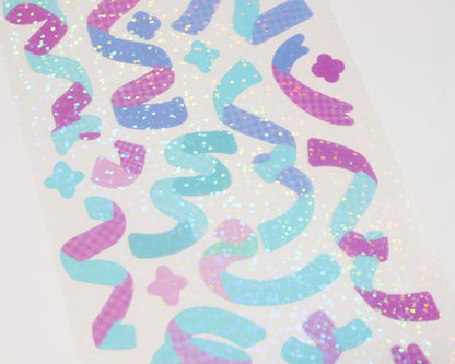 Blue Glitter Ribbons Stickers - The Basics Collection