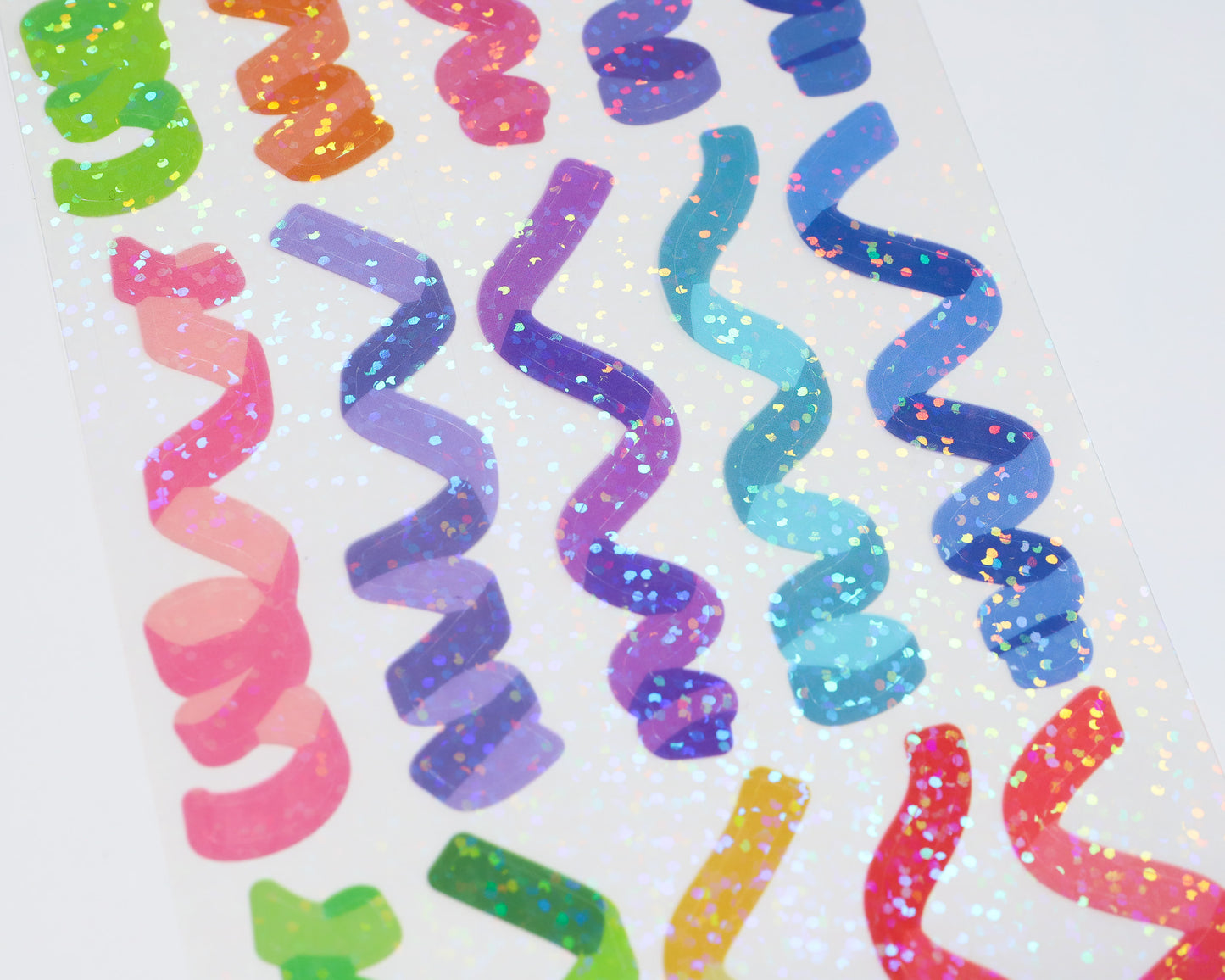 Rainbow Glitter Ribbons Stickers - The Basics Collection