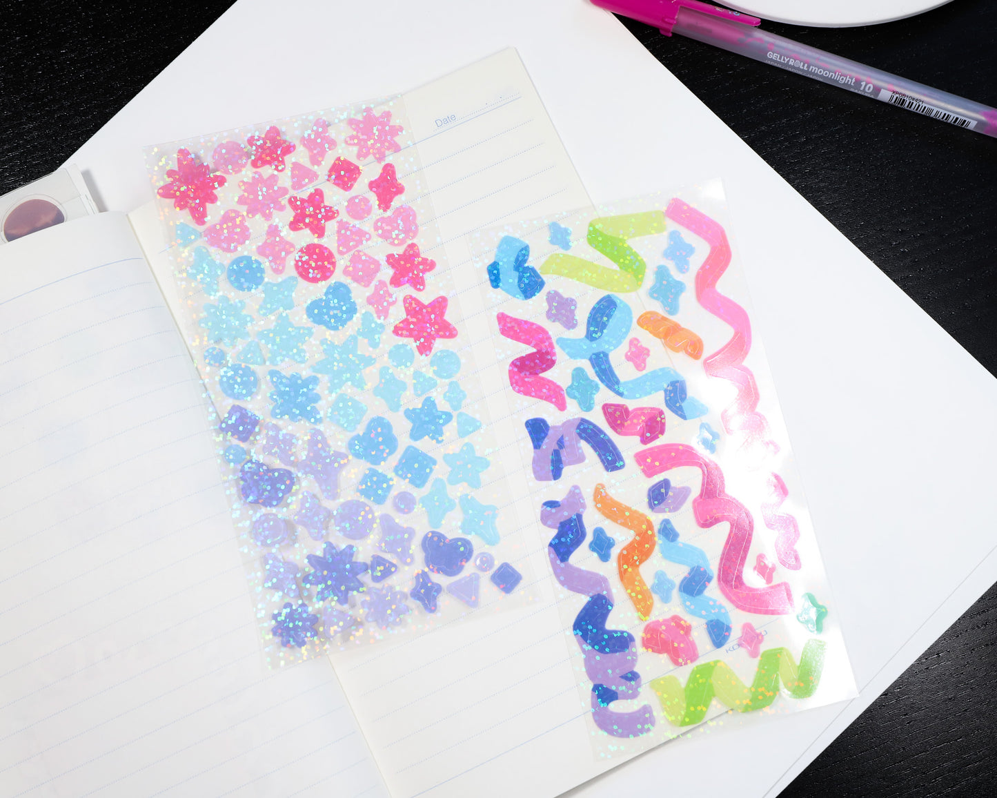 Rainbow Glitter Swirl Stickers - The Basics Collection