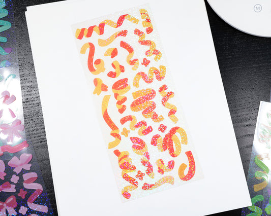 Orange Glitter Ribbon Stickers - The Basics Collection