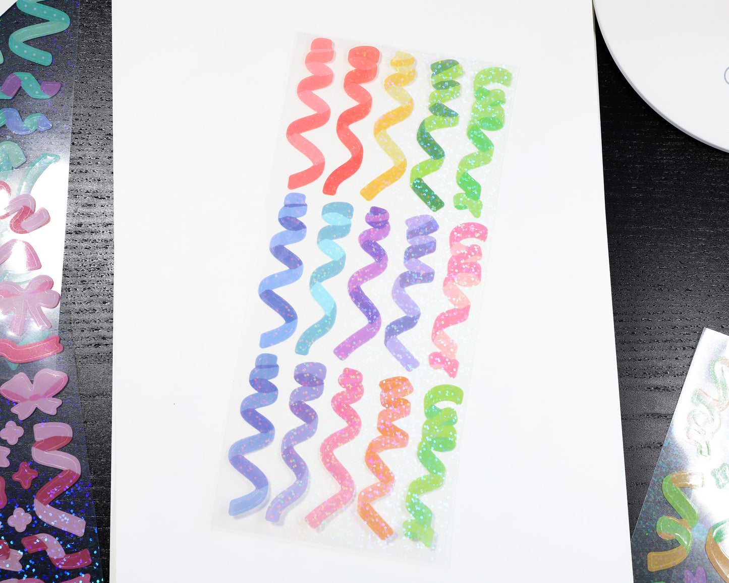 Rainbow Glitter Ribbons Stickers - The Basics Collection