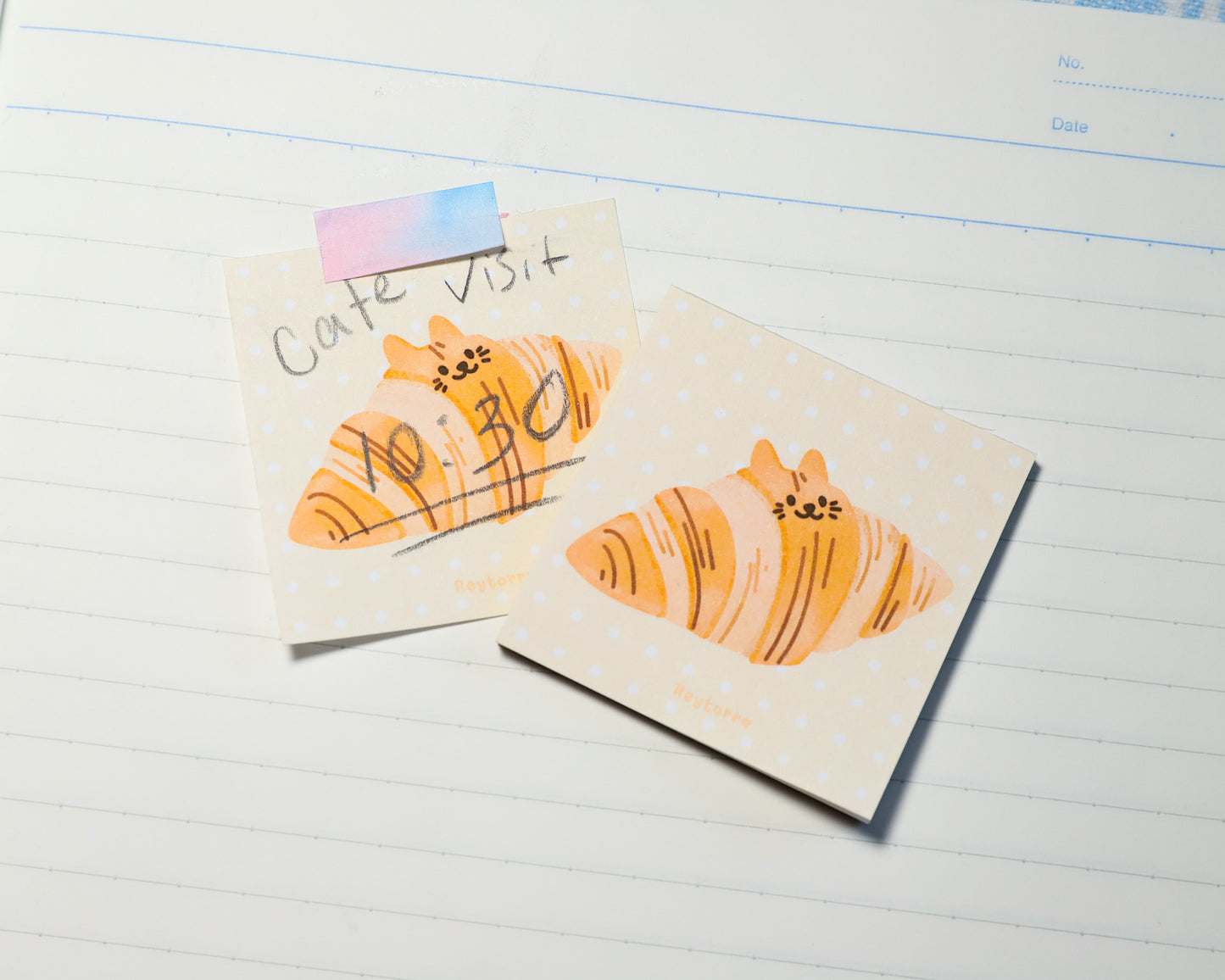 Croissant Cat Tiny Sticky NotePads