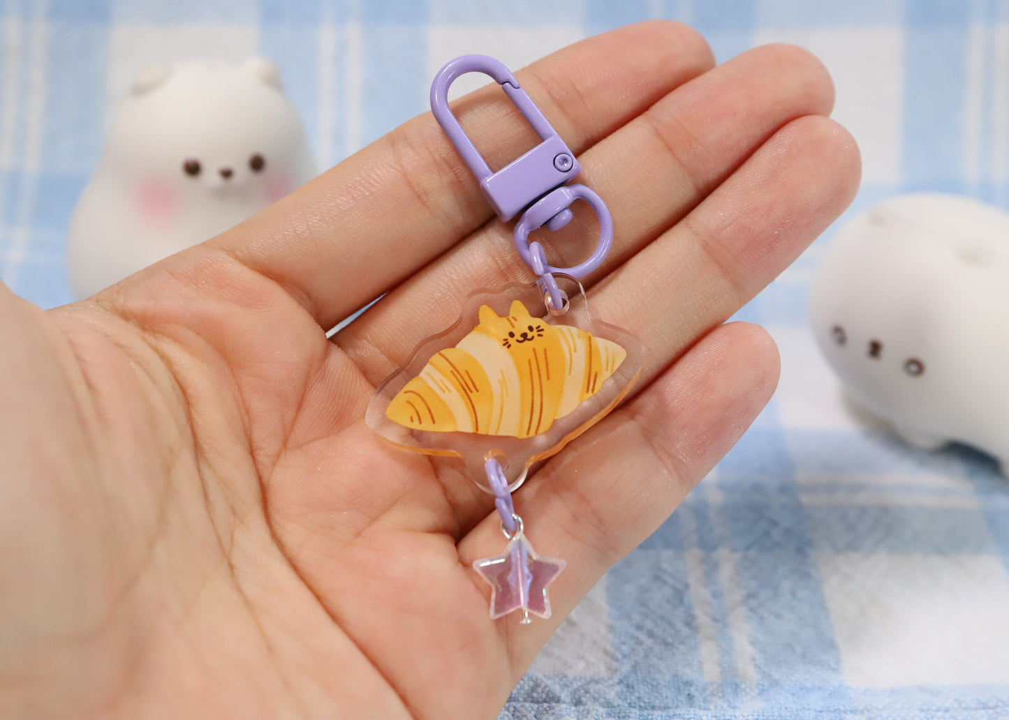 Croissant Cat Keychain