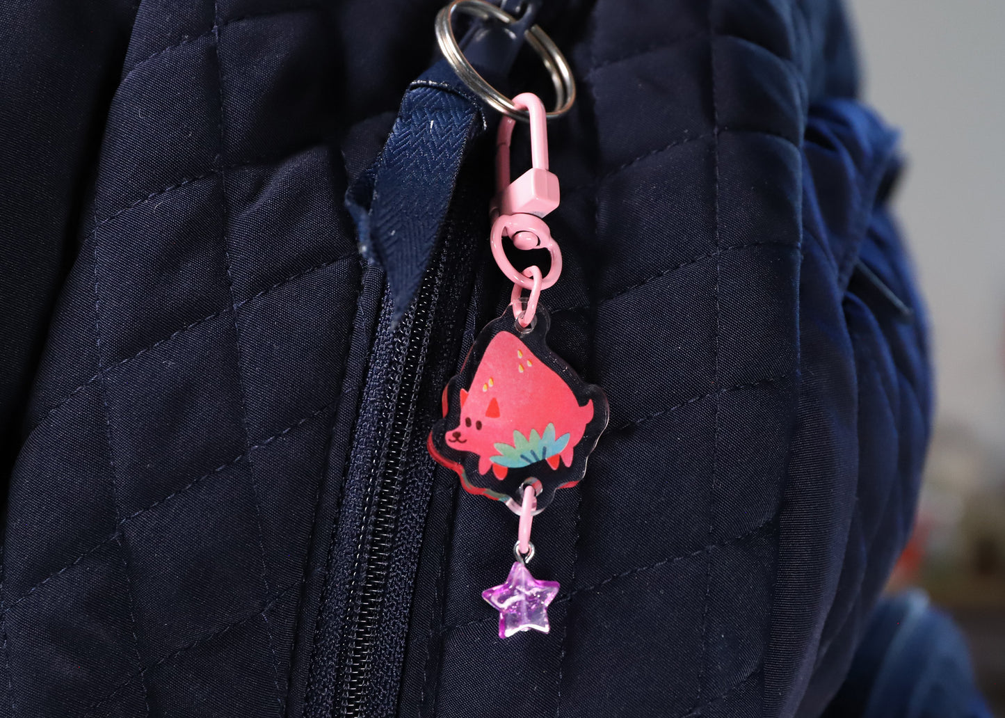 Strawberry Dog Keychain