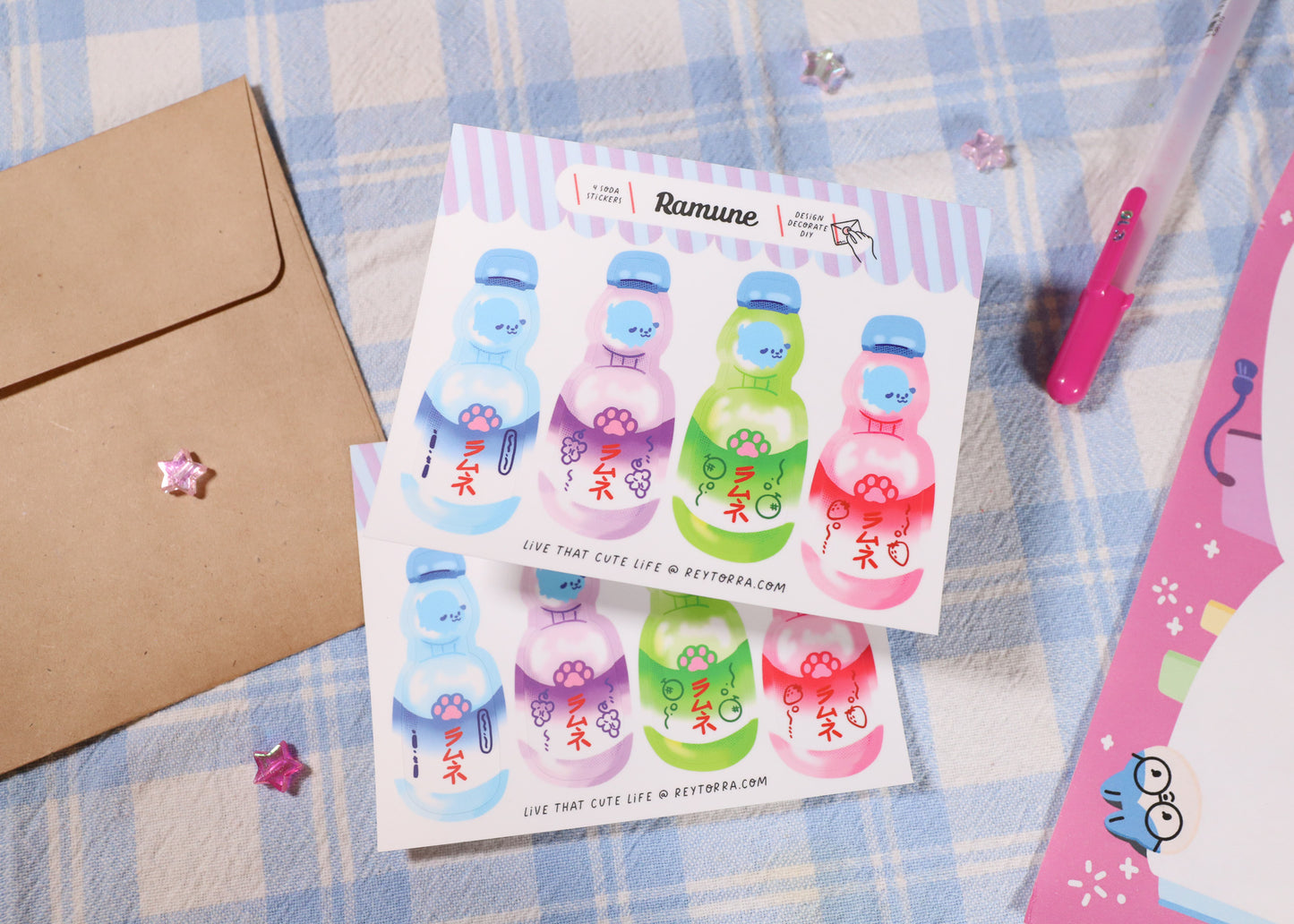 Ramune Soda Dog Stickers