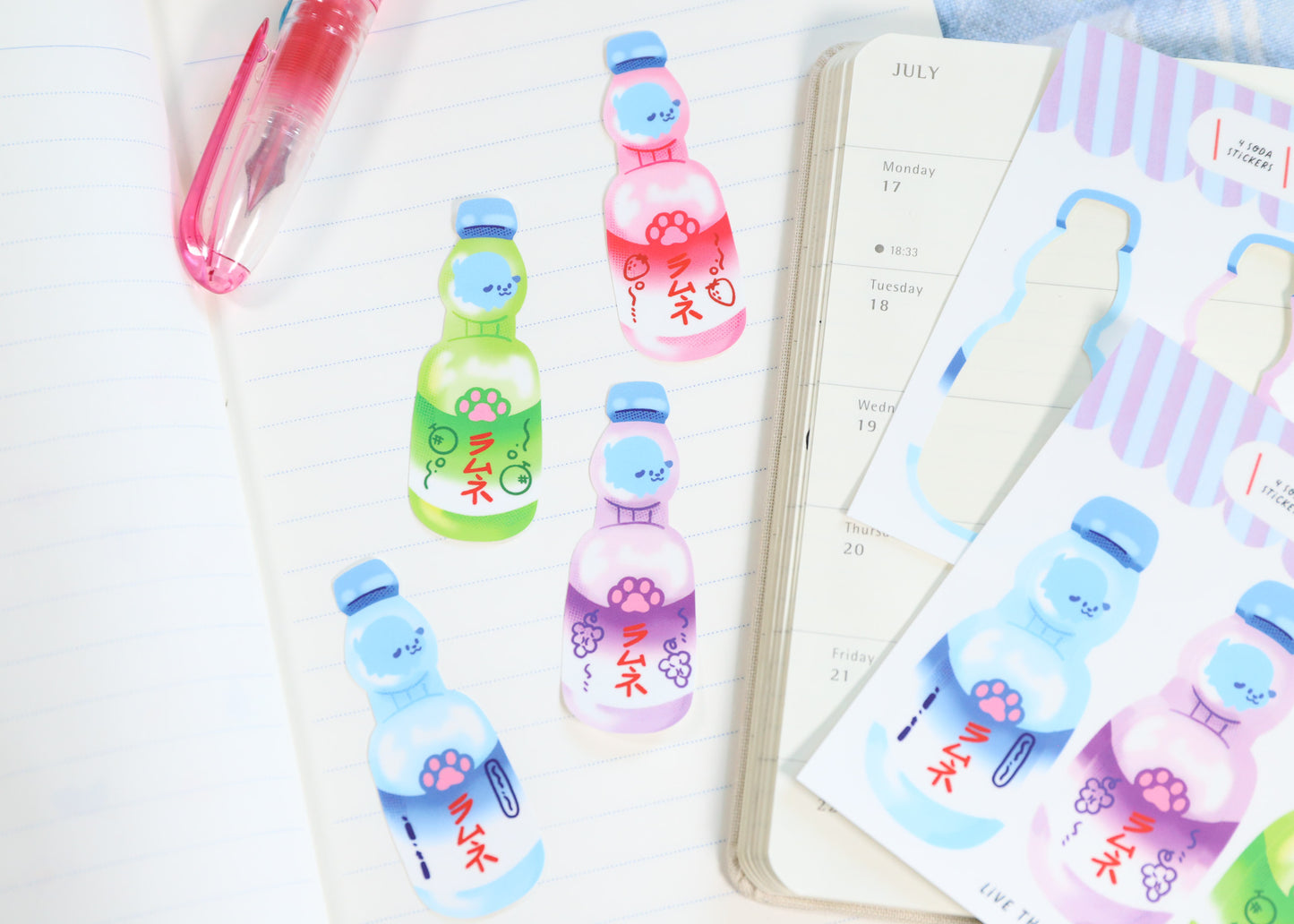 Ramune Soda Dog Stickers