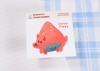 Strawberry Pup Sticker Buddy