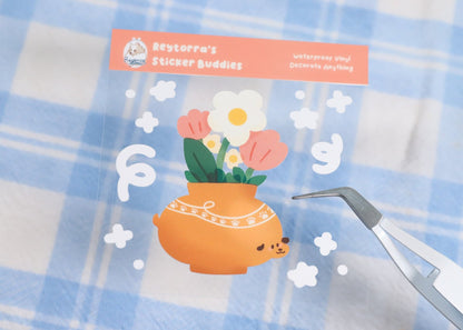 Flower Vase Pup Sticker Buddy