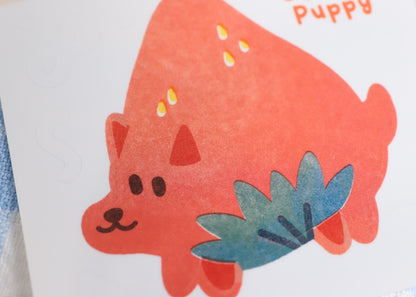 Strawberry Pup Sticker Buddy