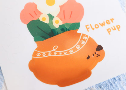 Flower Vase Pup Sticker Buddy