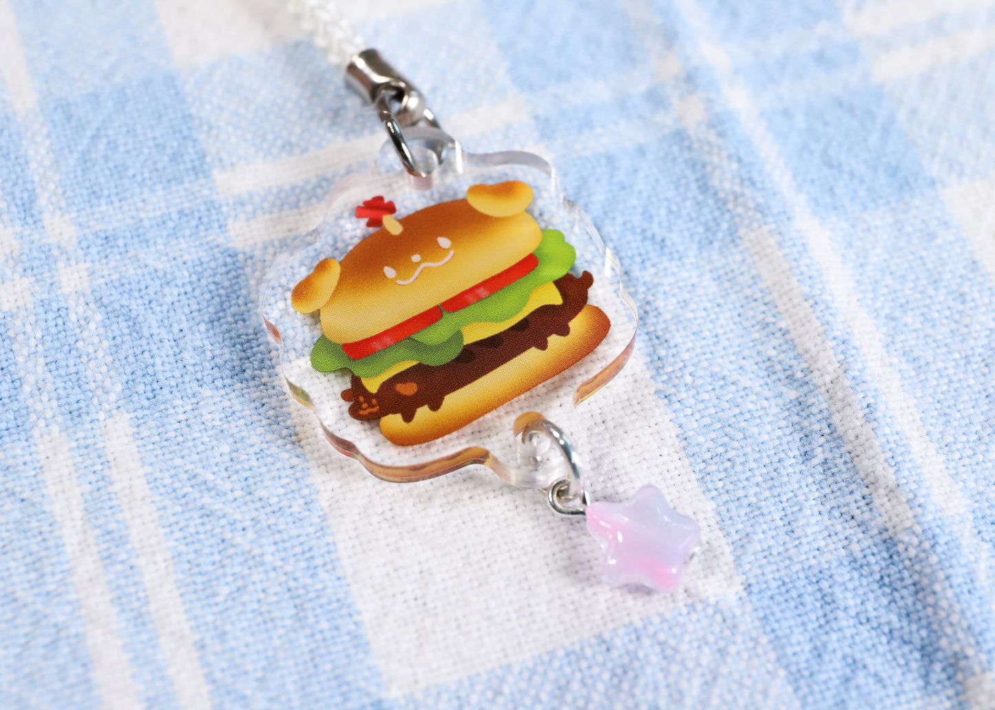 Burger Pup Phone Charm Keychain