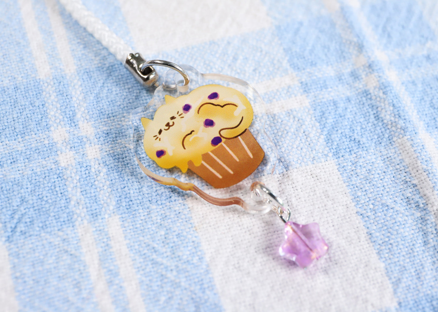 Muffin Cat Phone Charm Keychain