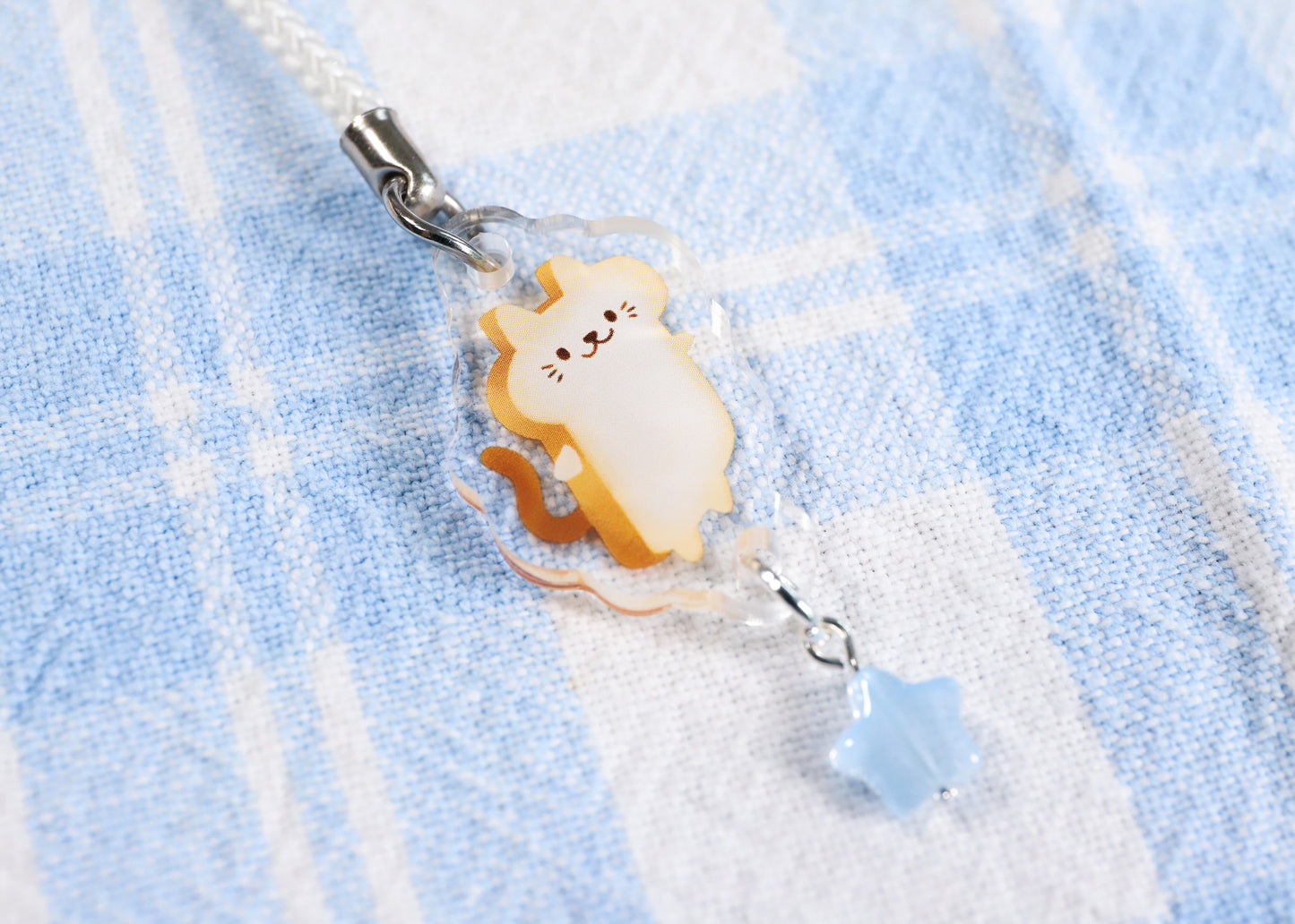 Toast Cat Phone Charm Keychain