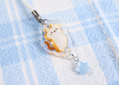 Toast Cat Phone Charm Keychain