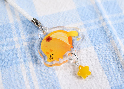 Tangerine Pup Phone Charm Keychain