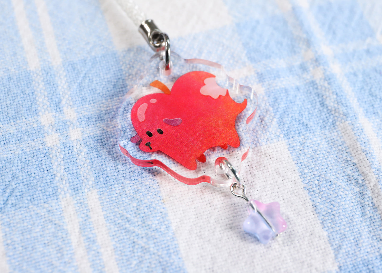 Apple Pup Phone Charm Keychain