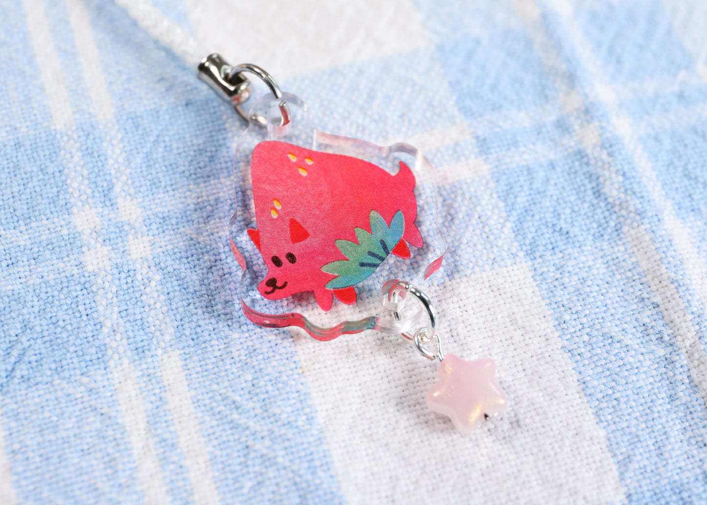 Strawberry Pup Phone Charm Keychain