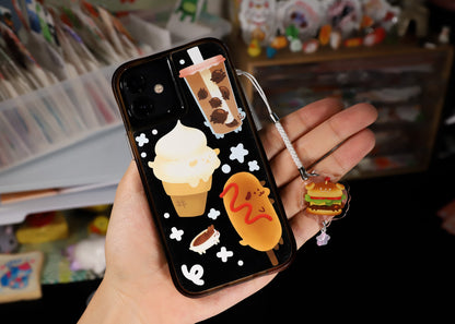 Burger Pup Phone Charm Keychain