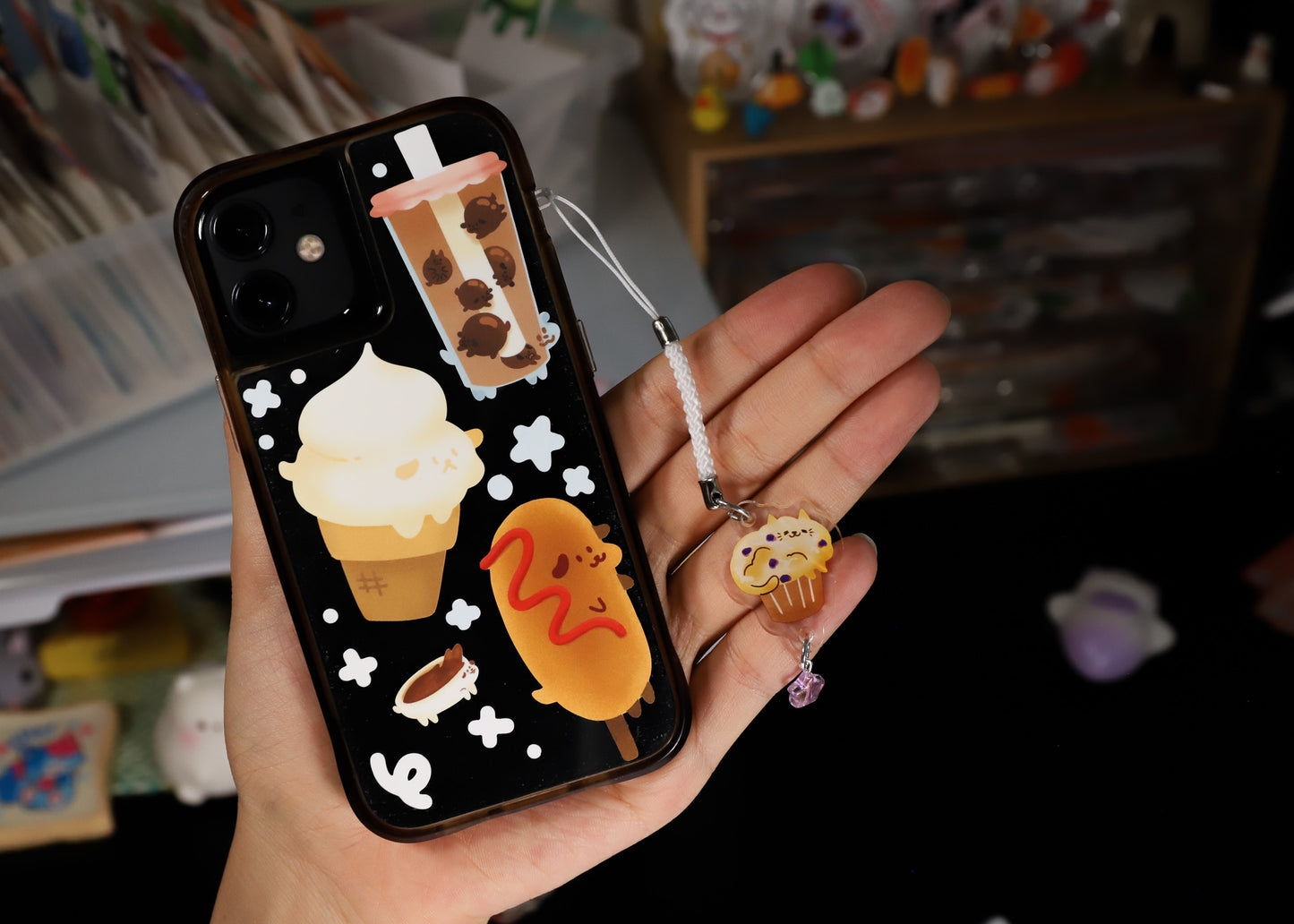 Muffin Cat Phone Charm Keychain