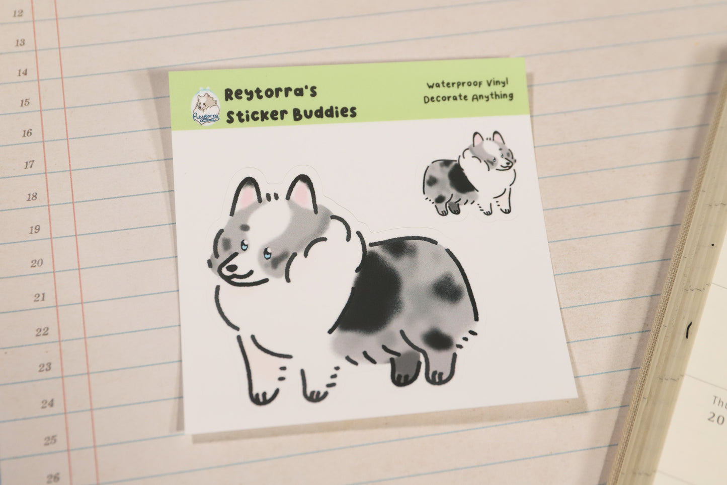 Sheltie Sticker Buddy - Black and White