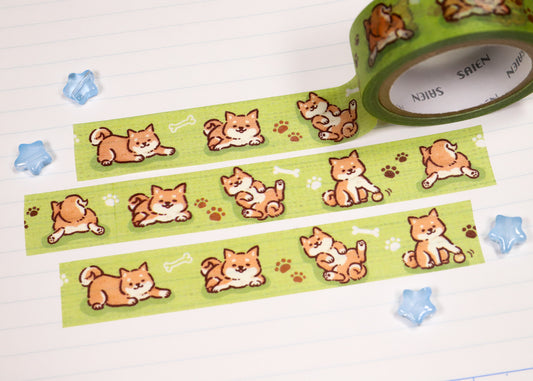 Shiba Inus in a Field Washi Tape