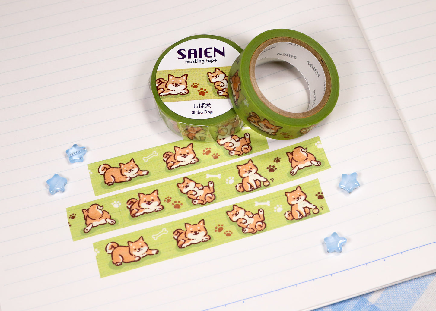 Shiba Inus in a Field Washi Tape