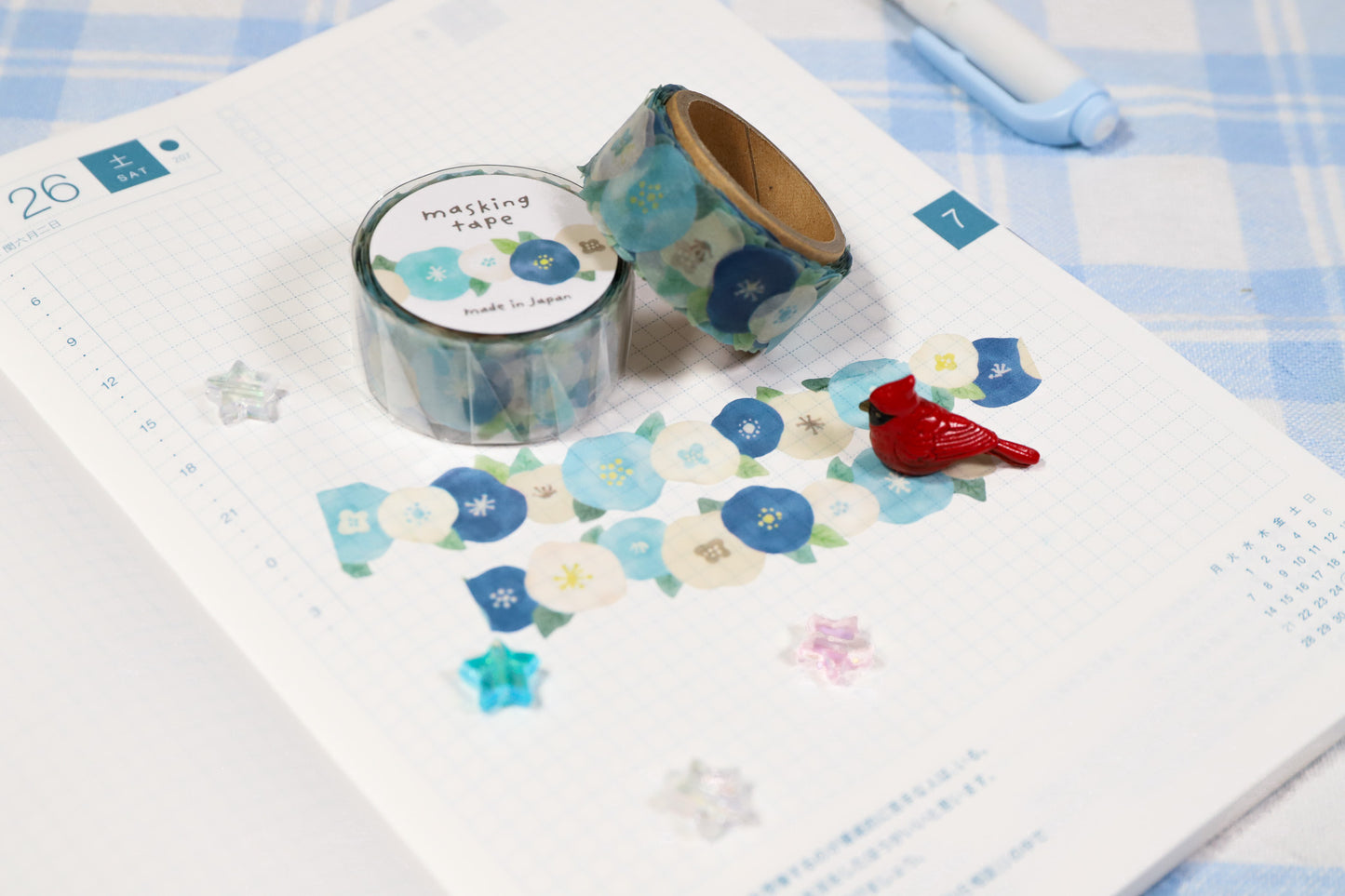 Blue Bloom Washi Tape Sample