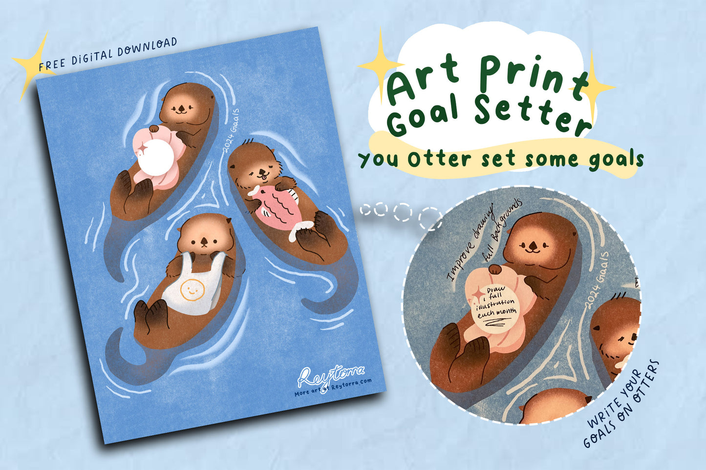 Otter Set Some Goals - 2024 Goal Setter Free Digital Download