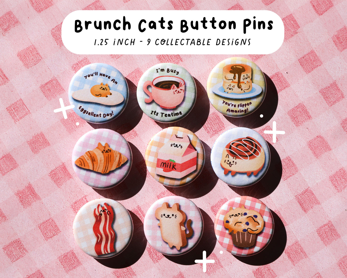 Brunch Cats Button Pins - 9 to Collect