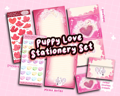 Puppy Love Stationery Set - 17 pcs Letter set + Sticker Sheets