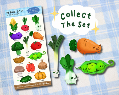 Veggie Dog Sticker Sheet - 15 Stickers