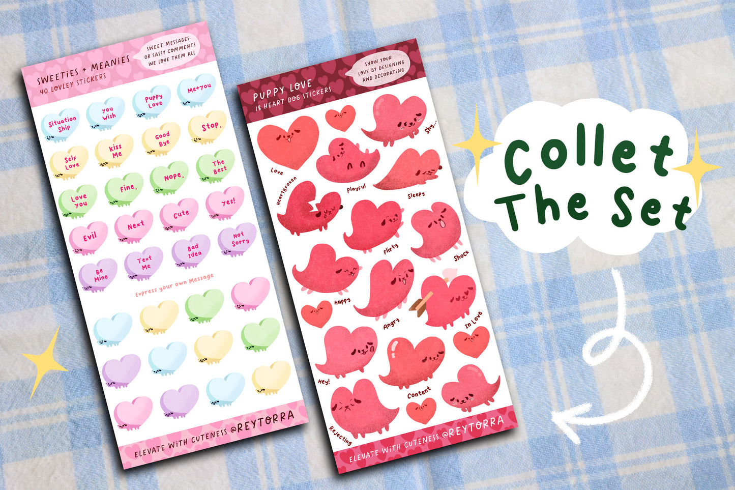 Puppy Love Heart Dog Sticker Sheet - 18 Stickers