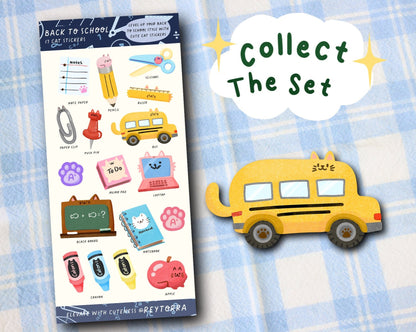 Cat School Sticker Sheet - 17 Stickers