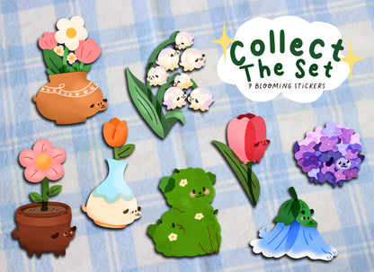 Flower Dog Stickers - 5 Blooming Stickers