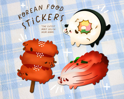 Korean Food Dog Stickers - Kimchi, Tteokbokki, Gimbap