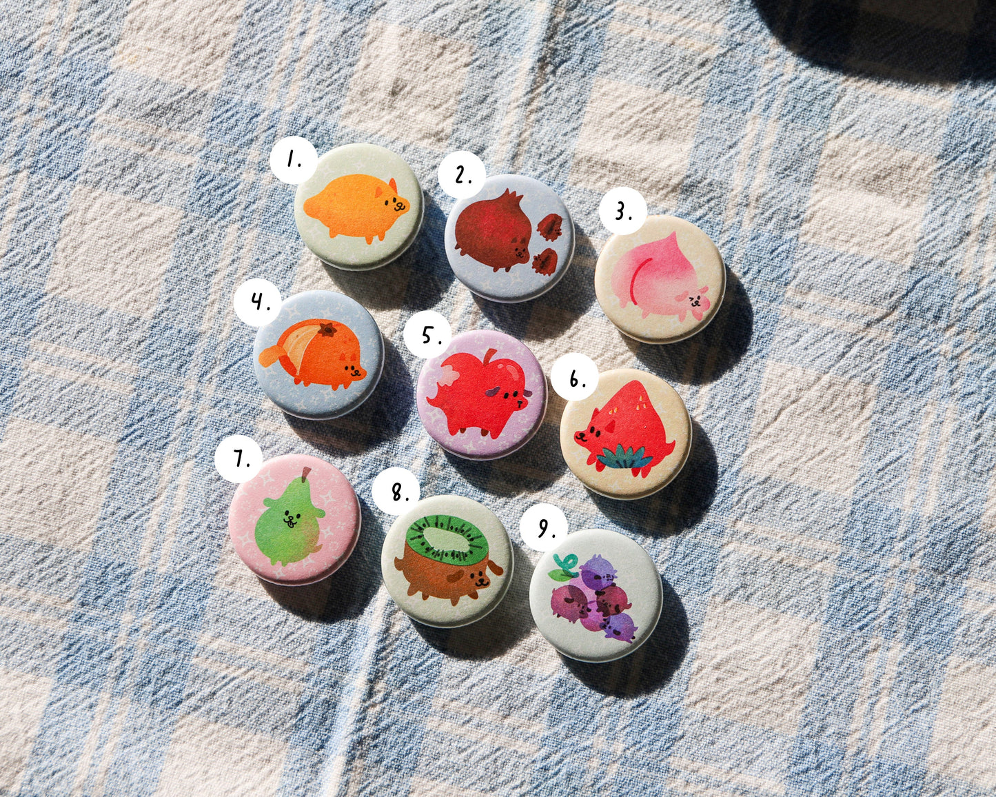 Fruit Dog Pins - 9 to Collect