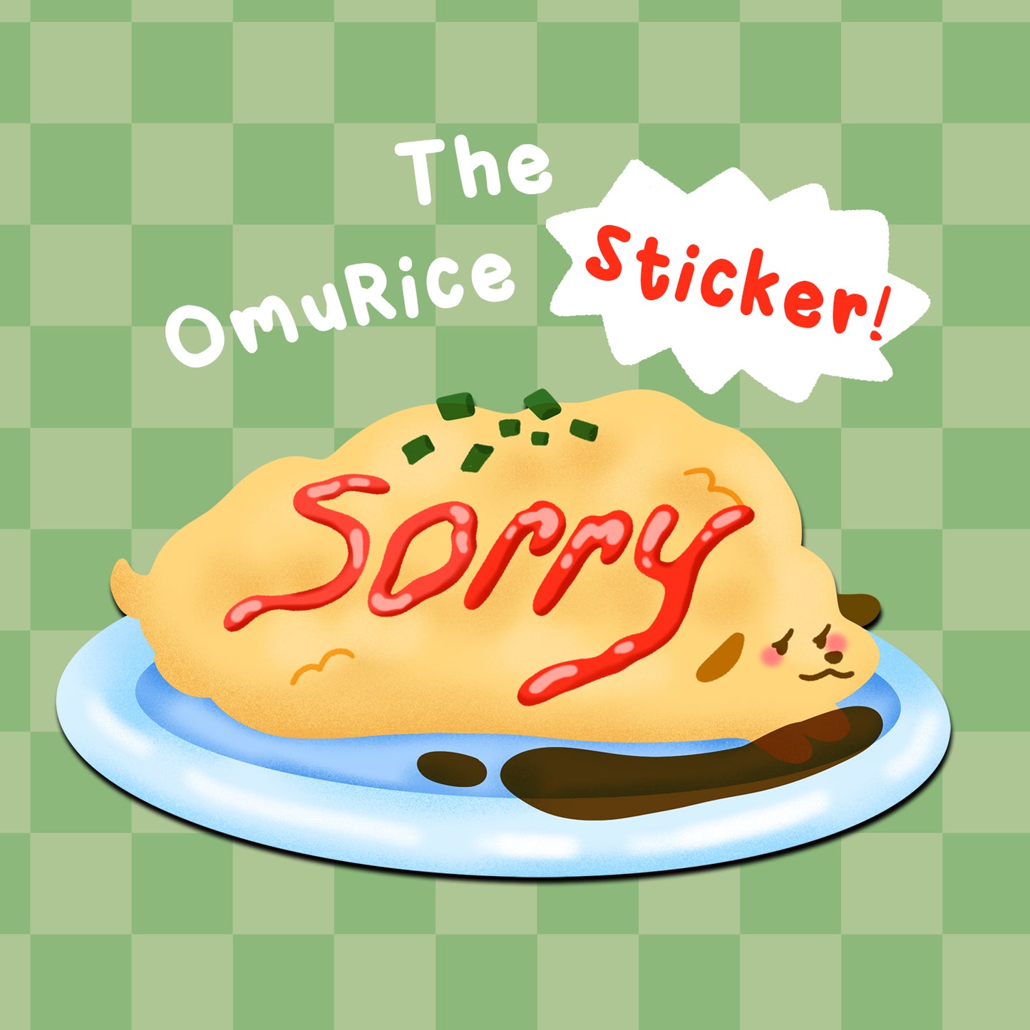 Omurice Pup Sticker - Omu So Sorry