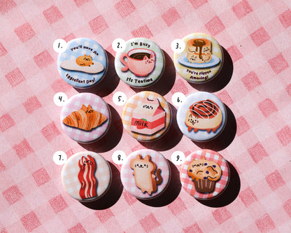 Brunch Cats Button Pins - 9 to Collect